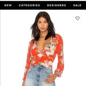 Rollas cropped wrap blouse